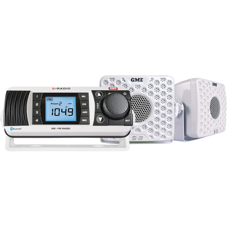 GME GR300BTWEP AM/FM Marine Radio Ent. Pack - White